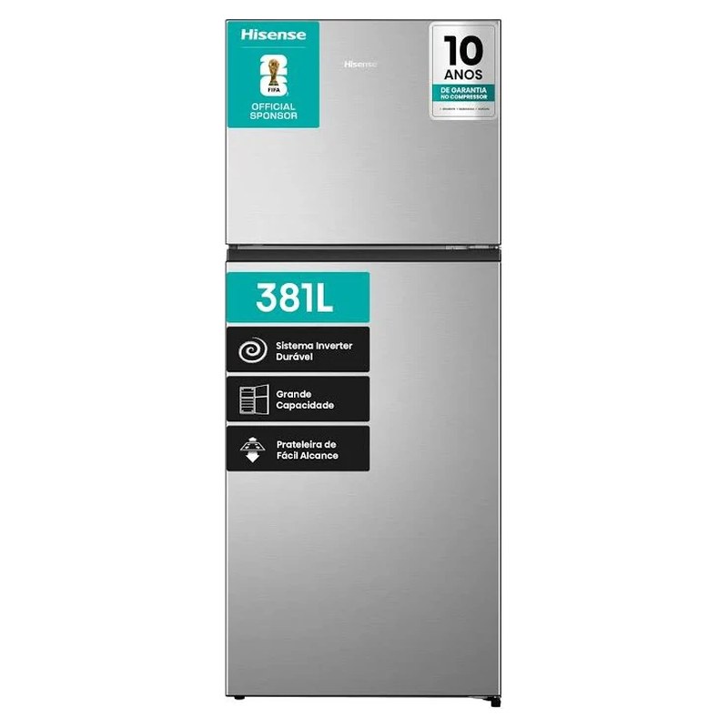 Geladeira Hisense Duplex Frost Free Inverter 379L RT3N375NAC31 Inox